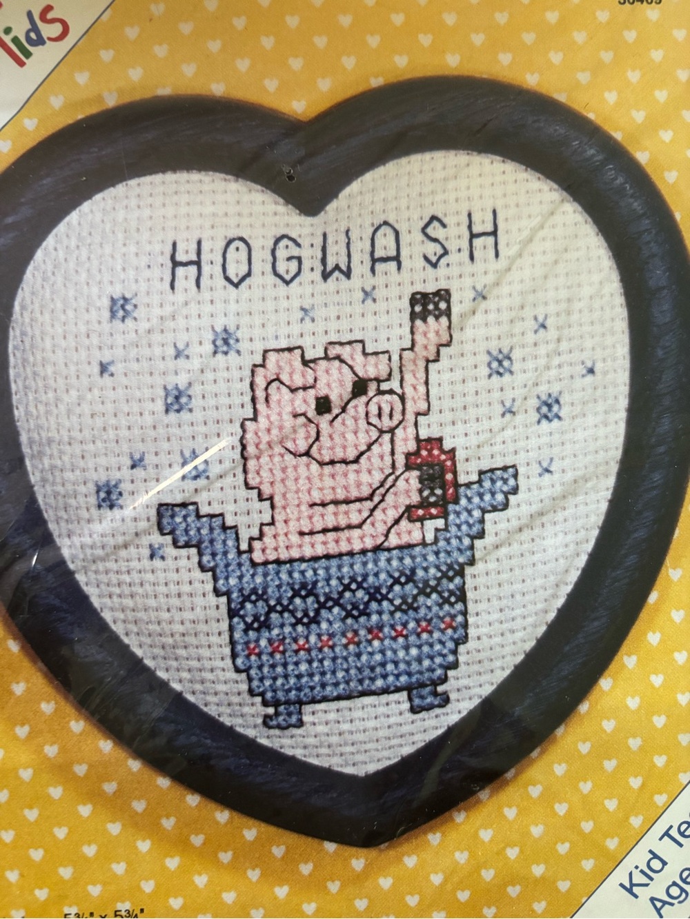 New in package vintage counted cross stitch pattern pig piggy hogwash